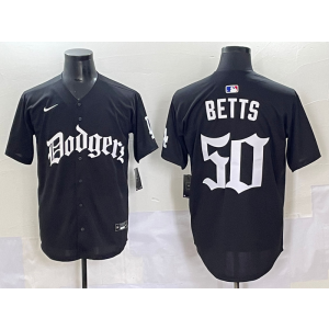 MLB Dodgers 50 Mookie Betts New Black Nike Cool Base Men Jersey