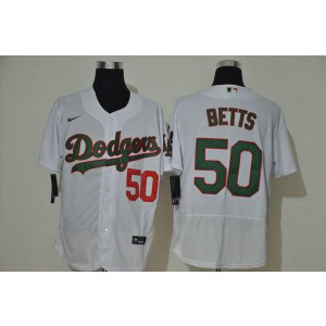 MLB Dodgers 50 Mookie Betts White 2020 Nike Cool Base Men Jersey