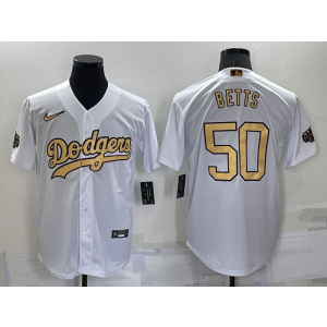 MLB Dodgers 50 Mookie Betts White 2022 All-Star Cool Base Men Jersey