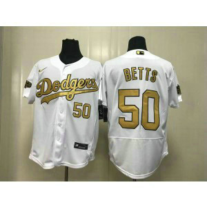 MLB Dodgers 50 Mookie Betts White 2022 All-Star Flexbase Men Jersey