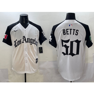 MLB Dodgers 50 Mookie Betts White Mexico Nike Cool Base Men Jersey