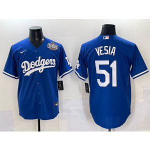 MLB Dodgers 51 Vesia Blue 2025 World Series Nike Cool Base Men Jersey