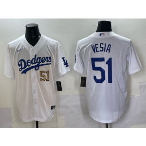 MLB Dodgers 51 Vesia White Nike Cool Base Men Jersey