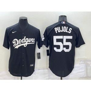 MLB Dodgers 55 Albert Pujols Black Nike Cool Base Baseball Men Jersey
