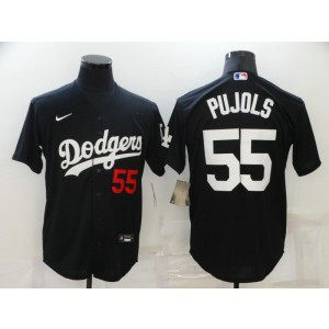 MLB Dodgers 55 Albert Pujols Black Nike Cool Base Men Jersey