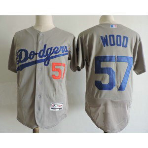 MLB Dodgers 57 Alex Wood Gray Flexbase Men Jersey