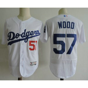 MLB Dodgers 57 Alex Wood White Flexbase Men Jersey
