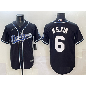 MLB Dodgers 6 KIM Black Nike Cool Base Men Jersey