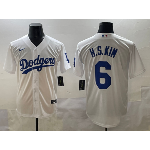 MLB Dodgers 6 KIM White Nike Cool Base Men Jersey