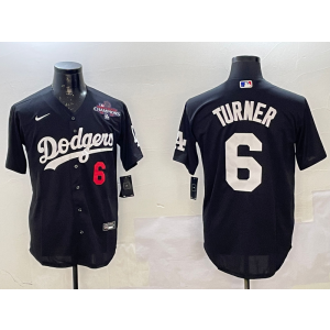 MLB Dodgers 6 Trea Turner Black 2024 Champion Nike Cool Base Men Jersey