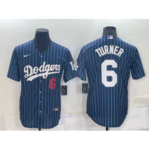 MLB Dodgers 6 Trea Turner Navy Nike Cool Base Men Jersey