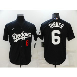 MLB Dodgers 6 Turner Black Flexbase Men Jersey