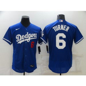 MLB Dodgers 6 Turner Blue Flexbase Men Jersey