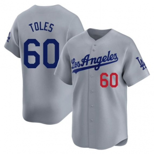 MLB Dodgers 60 Toles Grey Nike Cool Base Men Jersey
