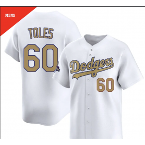 MLB Dodgers 60 Toles White Gold Nike Cool Base Men Jersey