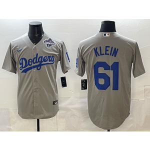 MLB Dodgers 61 KLEIN Grey 2025 World Series Champion Nike Cool Base Men Jersey