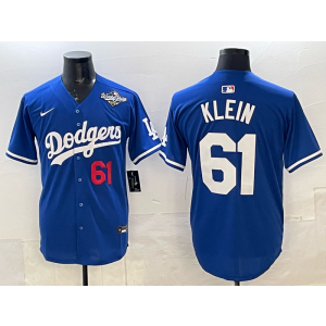 MLB Dodgers 61 Klein Blue 2025 World Series Nike Cool Base Men Jersey 1