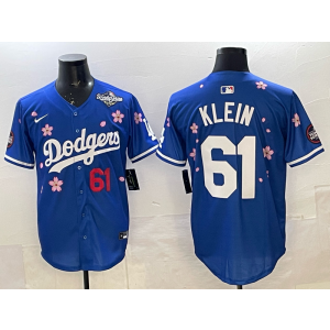 MLB Dodgers 61 Klein Blue 2025 World Series Nike Cool Base Men Jersey