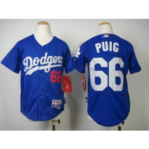 MLB Dodgers 66 Yasiel Puig Blue Cool Base Youth Jersey
