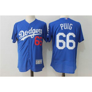 MLB Dodgers 66 Yasiel Puig Blue Flexbase Men Jersey