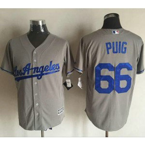 MLB Dodgers 66 Yasiel Puig Grey New Cool Base Men Jersey