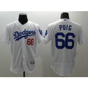 MLB Dodgers 66 Yasiel Puig White Flexbase Men Jersey