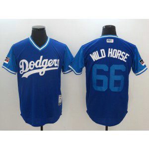 MLB Dodgers 66 Yasiel Puig Wild Horse Royal 2018 Players' Weekend Authentic Men Jersey