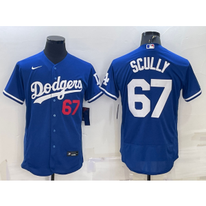 MLB Dodgers 67 Vin Scully Blue Cool Base Men Jersey