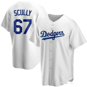 MLB Dodgers 67 Vin Scully White Cool Base Men Jersey