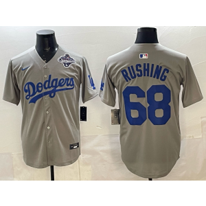 MLB Dodgers 68 Rushing Grey 2025 World Series Champion Nike Cool Base Men Jersey