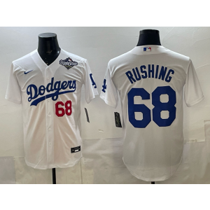 MLB Dodgers 68 Rushing White 2025 World Series Nike Cool Base Men Jersey