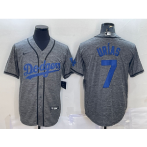 MLB Dodgers 7 Julio Urías Grey Nike Cool Base Men Jersey