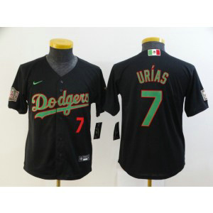 MLB Dodgers 7 Julio Urias Black Mexico Cool Base Youth Jersey