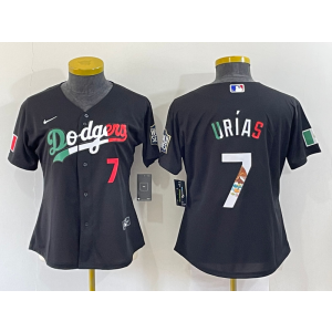 MLB Dodgers 7 Julio Urias Black Mexico Nike Cool Base Women Jersey