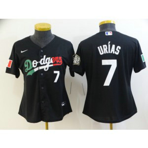 MLB Dodgers 7 Julio Urias Black Mexico Nike Cool Base Women Jerseys