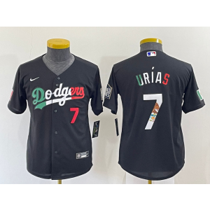MLB Dodgers 7 Julio Urias Black Mexico Nike Cool Base Youth Jersey