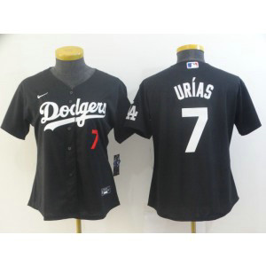 MLB Dodgers 7 Julio Urias Black Nike Cool Base Women Jersey