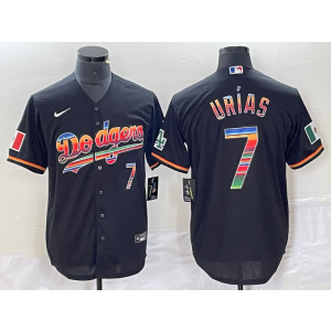 MLB Dodgers 7 Julio Urias Black Rainbow Nike Cool Base Men Jersey