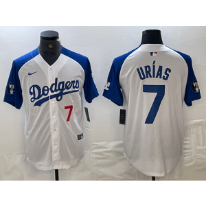 MLB Dodgers 7 Julio Urias Blue White Nike Cool Base Men Jersey