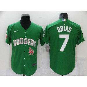 MLB Dodgers 7 Julio Urias Green Cool Base Men Jersey