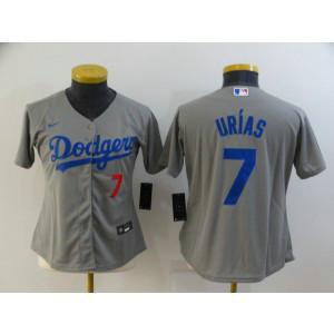 MLB Dodgers 7 Julio Urias Grey Nike Cool Base Women Jersey