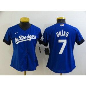 MLB Dodgers 7 Julio Urias Royal 2021 City Connect Cool Base Women Jerseys