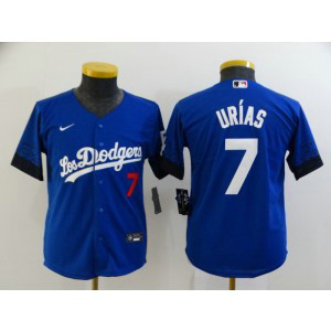MLB Dodgers 7 Julio Urias Royal 2021 City Connect Cool Base Youth Jersey