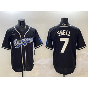 MLB Dodgers 7 Snell Black Nike Cool Base Men Jersey