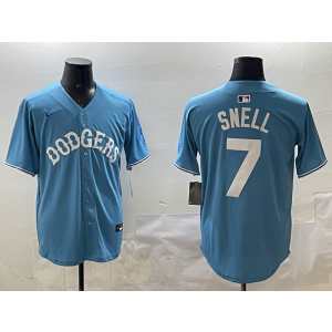 MLB Dodgers 7 Snell Blue Nike Cool Base Men Jersey