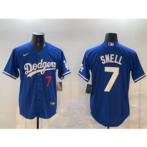 MLB Dodgers 7 Snell Blue Nike Cool Base Men Jersey