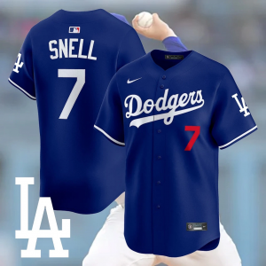 MLB Dodgers 7 Snell Blue Nike Cool Base Men Jersey