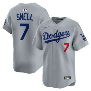 MLB Dodgers 7 Snell Grey Nike Cool Base Men Jersey