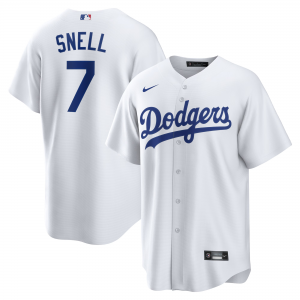 MLB Dodgers 7 Snell White Nike Cool Base Men Jersey