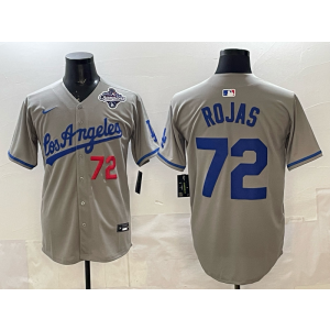 MLB Dodgers 72 Rojas Grey 22025 World Series Champion Nike Cool Base Men Jersey